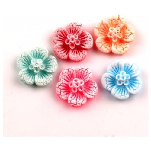 100Pcs Mixed 17mm Resin Flower Decoration Crafts Flatback Cabochon Beads Embellishments For Scrapbooking DIY Accessories