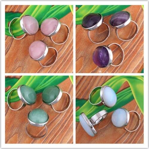 100-Unique Silver Plated Resizable Many Color Quartz Stone Oval Shape Finger Ring For Anniversary Jewelry