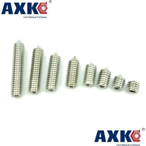 20Pcs M2.5 M3 M4 M5 M6 M8 M10 M12 Stainless Steel 304 Grub Screws Cone Point Hexagon Hex Socket Set Screws