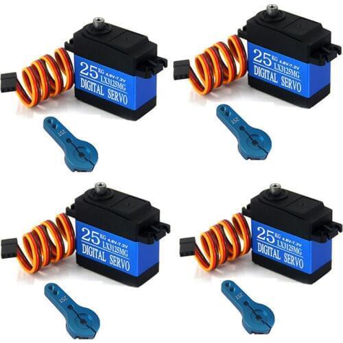 4pcs LX3125MG HV Waterproof 25kg 180 degree 4.8V-7.2V metal gear digital servo for 1/8 1/10 RC Car Boat Robot toys