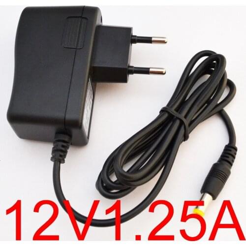 500PCS High quality DC 12V 1.25A IC program AC 100V-240V Converter Switching power adapter1250mA Supply EU Plug DC 5.5mm x 2.1mm