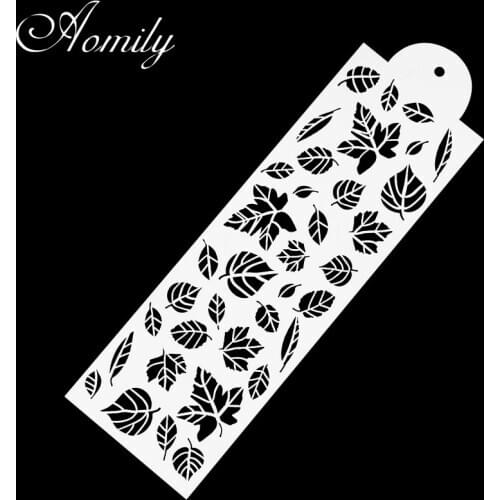 Amoliy 32.8cm Leaf Cake Spray Stencils Powdered Sugar Sieve Stencil Fondant Mold Pattern Printing Cake Decorating Baking Tools