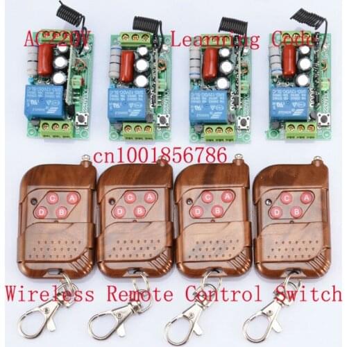 FreeShipping 4receiver And 4 transmitter 220V 1CH 1000W RF Wireless Remote Control System Latched light switch