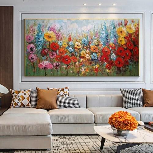 Large Wall Paintings Abstract Floral Painting Modern Wall Art Canvas Pictures Handmade Oil Painting For Living Room Wall Decor