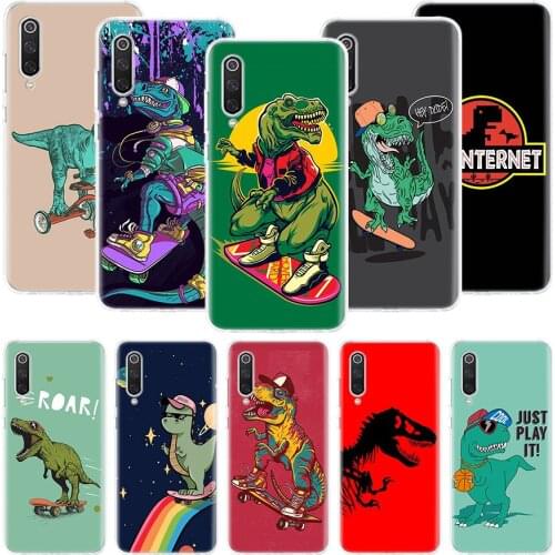 Dinosaur Skate Dude Play Phone Case For Xiaomi Mi Note 10 11 9 8 10T 9T CC9 A1 A2 A3 5X 6X Pocophone F1 X3 F2 Pro Lite Coque Cov
