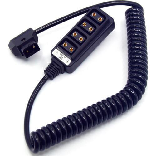 D-Tap Male to 4-Port P-Tap Female Hub Adapter Splitter for ARRI/RED/SONY Camera Power Supply Distributor spring Cable