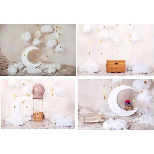 SeekPro Shiny Moon Star Party Cloud Dreamy Children Birthday Baby Portrait Photographic Backgrounds For Photo Studio Backdrops
