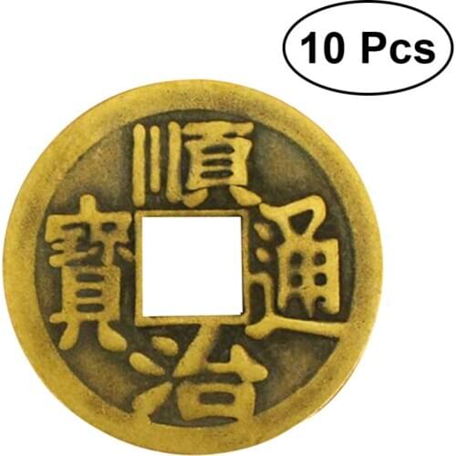 10pcs Chinese Feng Shui I Ching Divination Coins For Luck Success Prosperity