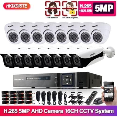 H.265 16CH AHD 5mp DVR Kit 16 channels DVR HD 5MP 1920P Outdoor Waterproof CCTV Security Camera System Video Surveillance Kit