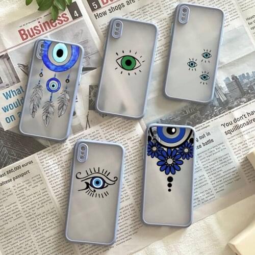 Evil Eye Illustrations Phone Case Matte Fundas Shell Cover For Iphone 6s 7 8 Plus Xr X Xs 11 12 13 Mini Pro Max