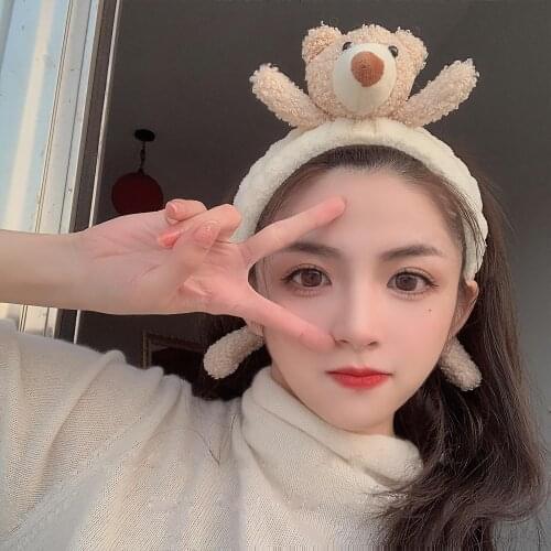 Cute furry headband girl lamb fur plush headband ladies dress up face wash fitness sweet hairpin popular hair Women accessories