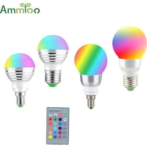 Novelty E27 E14 RGB LED Night light Bulbs 5W 7W AC 85-265V Christmas Bedroom Decoration Led lamp With 24Keys Remote Controller