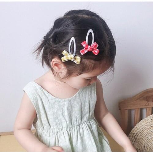New Plaid Print Bow Hair Clips For Baby Girls Kids Lovely Side Bangs Hairpin Sweet Fashion Hair Accessories заколки для девочек