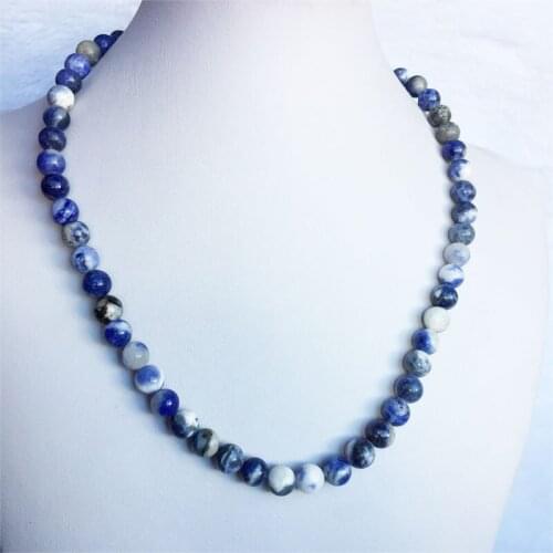 Brazil Colorful Sodalite Jasper Necklace Women White Blue Natural Stone Jewelry Choker Luxury Girl Gift New Fashion Cute Chain