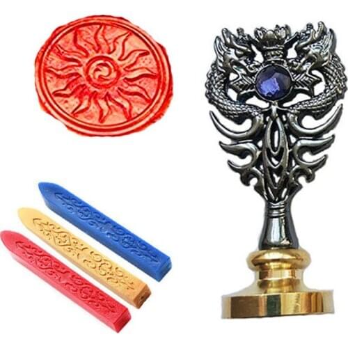 Signature Custom Wax Seal Stamp Kit Flame Metal Dragon Handle Gift Vintage Package Wedding Invitations Envelope Seal Stamp