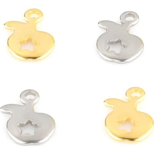 20pcs 12*8mm Stainless Steel Apple DIY Pendant Charm Leaf Pendant Plant Charms Pendant For Making DIY Jewelry Handmade Accessory