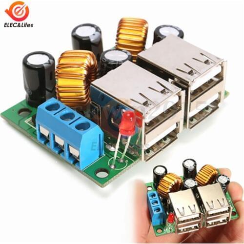 4-USB Port A5268 Step Down Power Supply Converter Board Buck Module DC-DC 12V 24V 40V to 5V 5A For MP3/MP4 Phone Car Equipment
