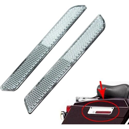 Clear Reflectors Motorcycle Hard Saddlebag Latch Covers Decorative Parts For Harley Touring Road King Electra Street Glide 94-13