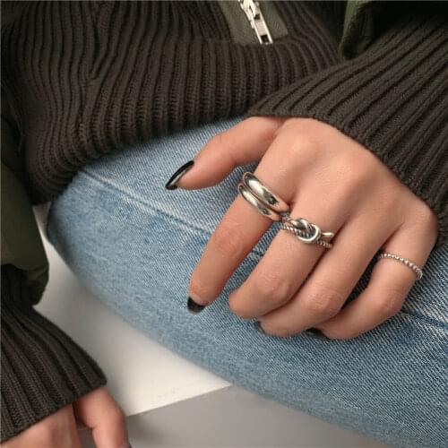 925 Sterling Silver Fancy Design Cross Knot Thai Silver Rings Vintage Open Ring For Women Men Jewelry Gifts Wholesale S-R766