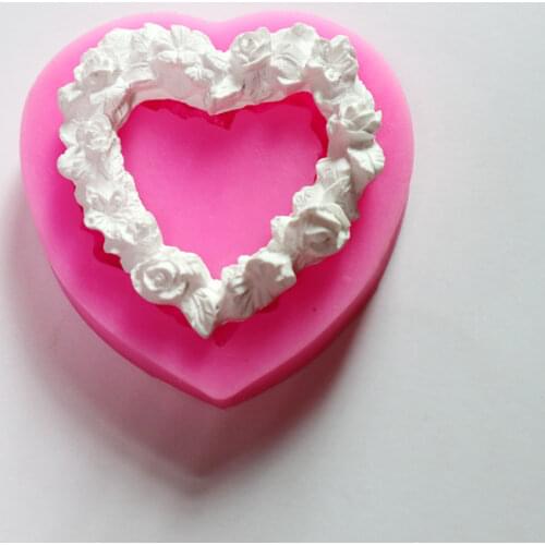 Heart Shaped Rose Frame Silicone Cake Mold Fondant Decorating Tools Chocolate Gumpaste Mould Aroma Stone Moulds