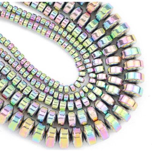 Light Purple Flat Cylinder Round Hematite Natural Stone 3/4/6/8MM Spacers Loose Beads For Jewelry Making Diy Bracelets Pendants