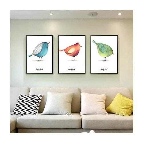 Triptych Nordic Animal Lovely Bird A4 Art Prints Poster Hipster Wall Pictures Canvas Painting for Kids Room Home Decor