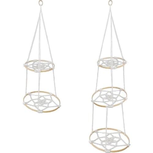 Fruit Hammock Storage Rack Handmade Cotton Rope Woven Kitchen Hanging Fruit Vegetable Holder Hanger For Office Home Decoration