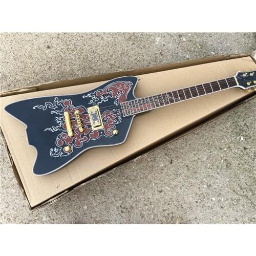 High quality custom version moire pattern totem electric guitar black gold pieces free shipping