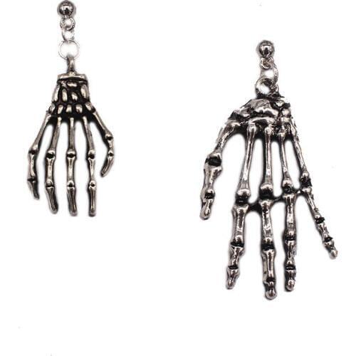 1Pair Vintage Irregular SKull Finger Earrings for Women Jewelry European Punk Gothic Skeleton Hand Stud Earings Girl Gift E301