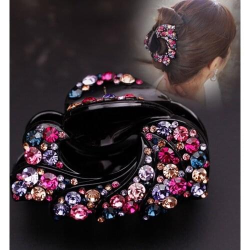 Women Rhinestone Hair Claw Vintage Butterfly Hairpin Heandband Crab Clip Shiny Crystal Bow Hair Clips Hair Accessories Hairgrip