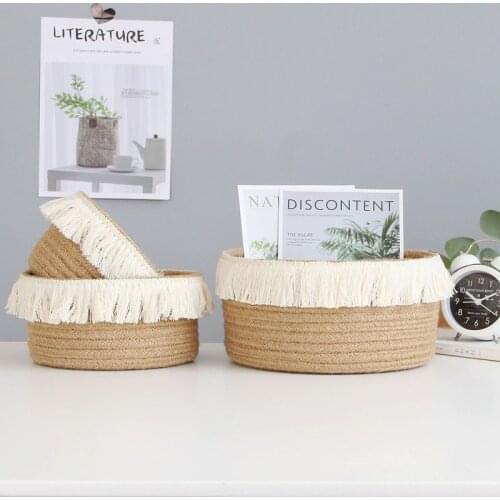 20.5x9.5cm Round Cotton Rope Knitted Storage Basket For Kids Toys Cosmetics Nursery Hamper Home Accessories