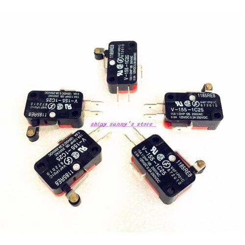 5pcs/Lot V-155-1C25 Momentary Micro Limit Switch 15A 250VAC SPDT NO NC Snap Action Push Button Brand New
