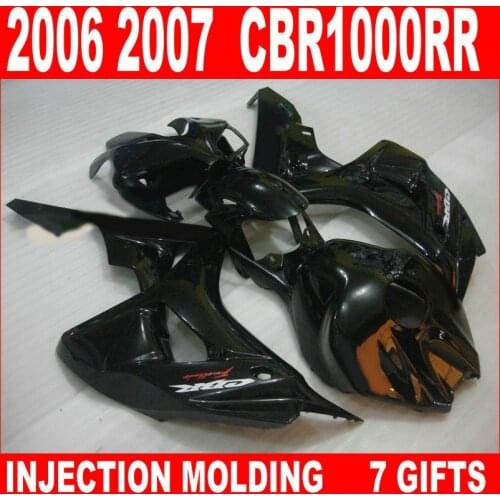ABS glossy black moto parts for HONDA cbr 1000 rr fairings plastic cbr 1000rr 2006 2007 fairing set CBR1000RR 06 07 JHB96