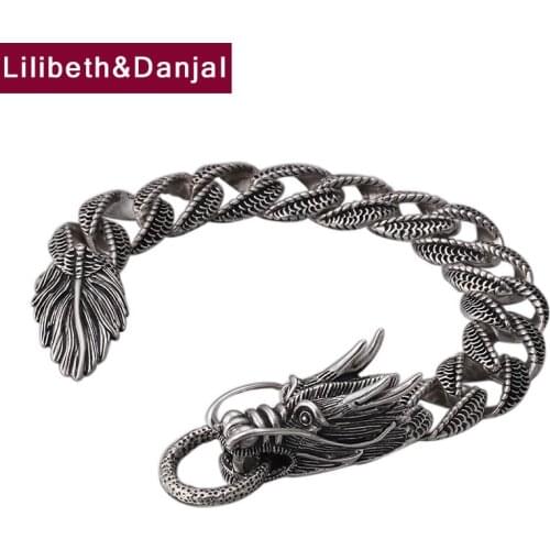 Best Friend Bracelet 100% 925 Sterling Silver Fine Jewelry Men Dragon Chain Bracelet Bangle 2018 loom band friendship Gift FB28