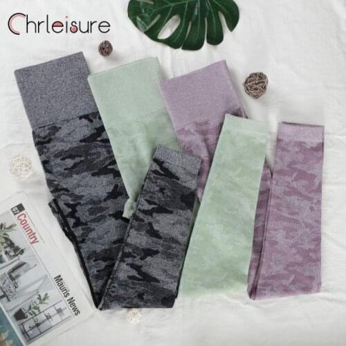 CHRLEISURE Yoga Pants Fitness Women Corset Hip Lift Camouflage High Waist Tights Workout Leggings Gym Running Training Tights