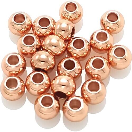 20Pcs Rose Gold Plating Stainless Steel Drilling Beads Scattered Bead Bracelet Beads Hole of Steel Ball Diy Accessories