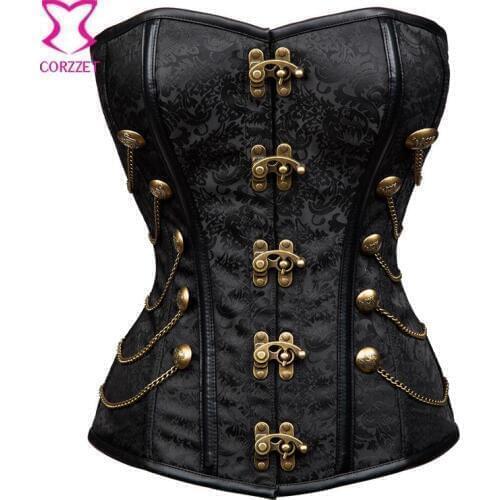 Black Gothic Corselet Corset Steampunk Clothing Corpetes E Espartilhos Sexy Corsets and Bustiers Burlesque Korsett For Women 3XL