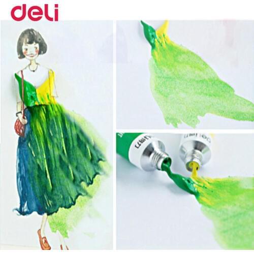 Deli wholesale 12/18/24 colors fast dry gouache paints for school student drawing painting set brand stationery kid art supplies
