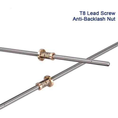 3D Printer Parts T8 Lead Screw Anti Backlash Spring Loaded Nut 8MM 300 350 400 500mm Nema17 Lead Screw Stepper Motor Bearing Kit