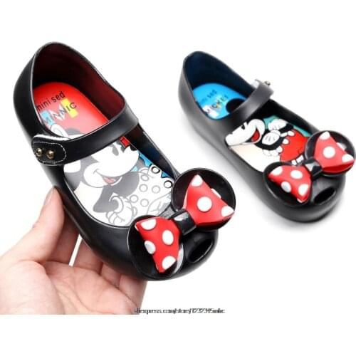 Mickey Mouse Childrens jelly shoes Polka Dot Bow summer Sandals Girls dot bowknot Princess Comfortable Toddler beach