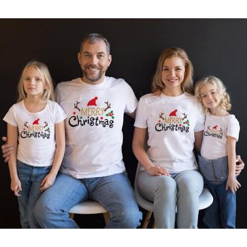 Mommy Daddy Daughter Son Family Look Match Tshirt Clothes New Year Party Tees Top Funny Merry Christmas Family Matching Clothes