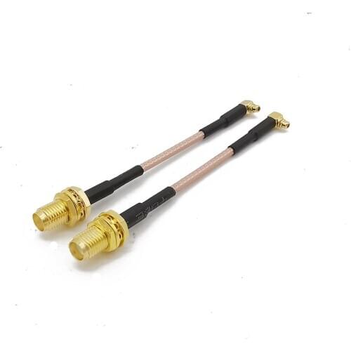2Pcs RF SMA Female to MMCX Male Right Angle Pigtail Cable RG316D Double Shield Silver Low Loss SMA-MMCX Adapter