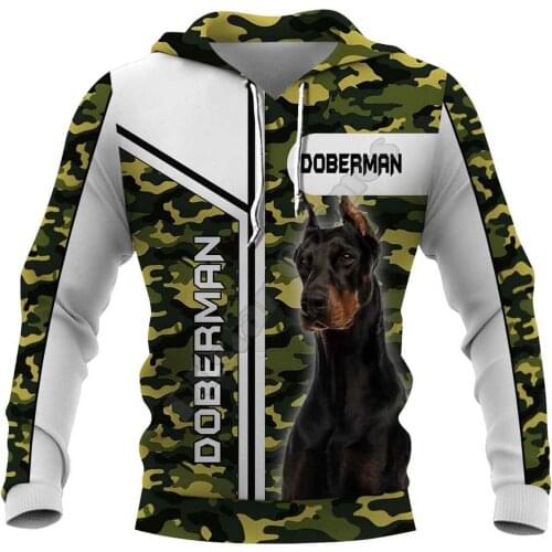 Camouflage Doberman 3D Hoodies Printed Pullover Men For Women Funny Animal Sweatshirts Fashion Cosplay Apparel Sweater 01