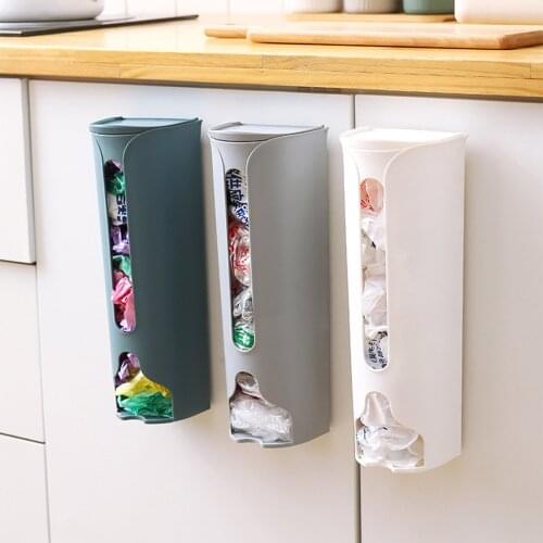 Trash Bag Storage Box Artifact Kitchen Plastic Sack Collector Wall-mounted Removable Convenient Clean Home Storage