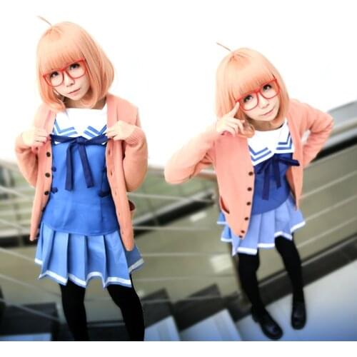 Beyond the Boundary Cosplay kyoukai no kanata Mirai Kuriyama Ayi Ai Shindo Cosplay Costume pink Sweater 11