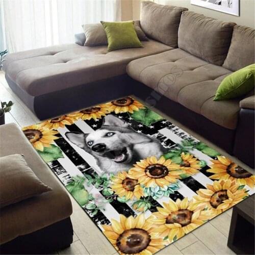 Husky love Area Rug 3D All Over Printed Carpet Mat Living Room Flannel Bedroom Non-slip Floor Rug 03