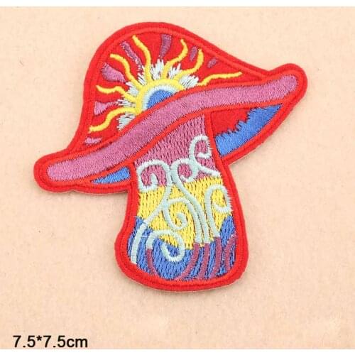 Colourful Sun Mushroom Unicorn Wholesale Iron On Embroidered Clothes Patches For Clothing Stickers Garment Apparel Accessories