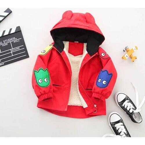 Children Fashion Cartoon Jacket Girl Thickening Fleece Jacket Boy Cool Outerwear Baby Zipper Clothes Coat For Children 3 Colors