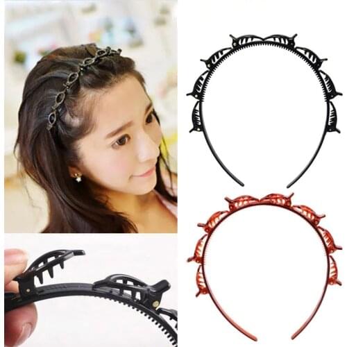 Fashion Double-layered Bangs Clip Hair Accessoriess Summer Women Braided Hairband Haip Hoop Hollow Out Wedding Headwear Female