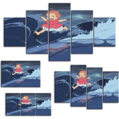 Canvas Modular Poster Home Childs Sea Ponyo on the Clif Anime Decor Paintings HD Printed Living Room Pictures Frame Wall Artwork
